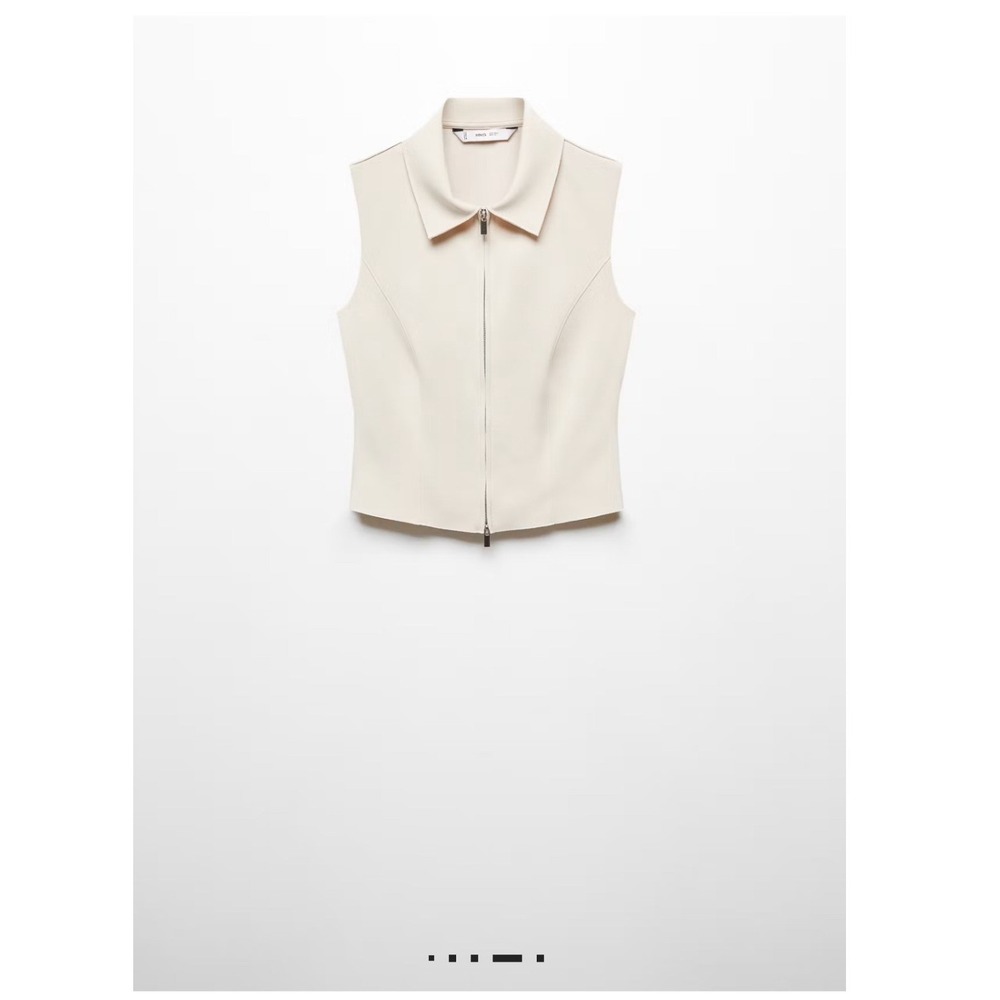 Women Sleeveless Crop Top with Zip Front Sz XS 90' Minimalist,  Timeless Neutral
